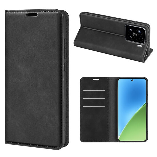 Xiaomi 15 Hoesje - MobyDefend Luxe Wallet Bookcase (Magnetische Sluiting) - Zwart