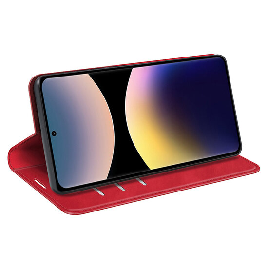 Xiaomi Redmi Note 14 Pro 4G Hoesje - MobyDefend Luxe Wallet Bookcase (Magnetische Sluiting) - Rood