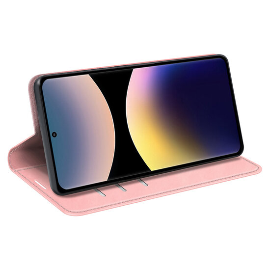 Xiaomi Redmi Note 14 Pro 4G Hoesje - MobyDefend Luxe Wallet Bookcase (Magnetische Sluiting) - Roze