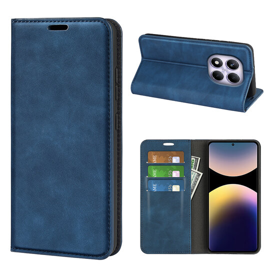 Xiaomi Redmi Note 14 Pro 4G Hoesje - MobyDefend Luxe Wallet Bookcase (Magnetische Sluiting) - Blauw