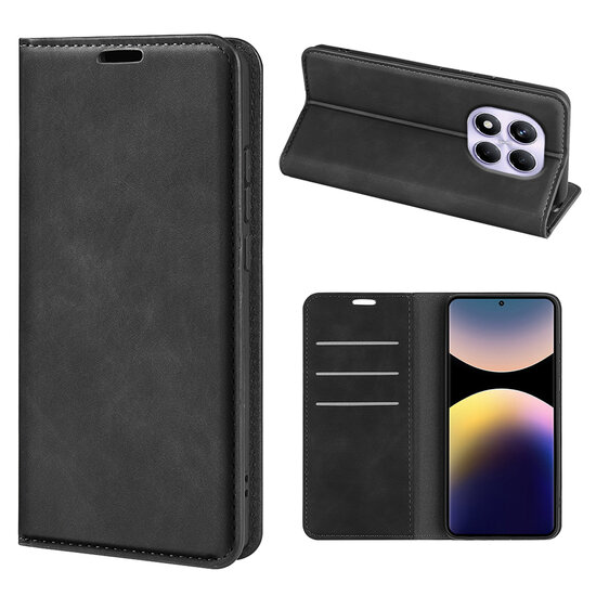 Xiaomi Redmi Note 14 Pro 4G Hoesje - MobyDefend Luxe Wallet Bookcase (Magnetische Sluiting) - Zwart