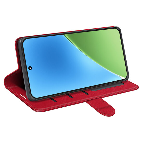 Xiaomi 15 Hoesje - MobyDefend Wallet Book Case (Sluiting Achterkant) - Rood
