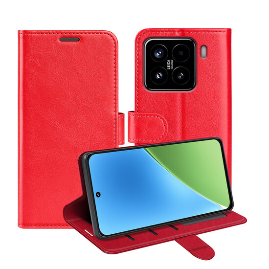 Xiaomi 15 Hoesje - MobyDefend Wallet Book Case (Sluiting Achterkant) - Rood