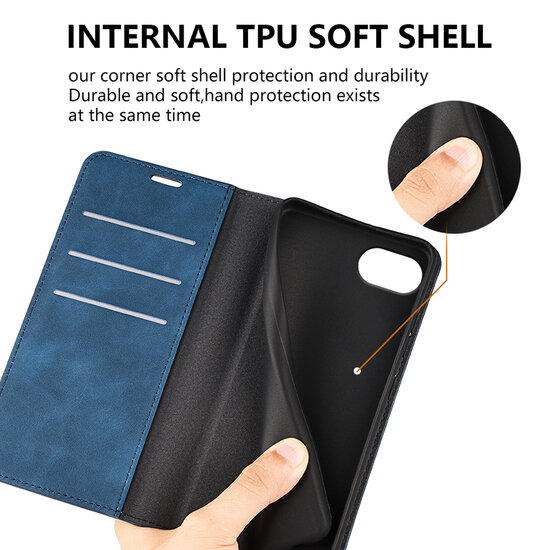 iPhone 16e Hoesje - MobyDefend Luxe Wallet Bookcase (Magnetische Sluiting) - Roze