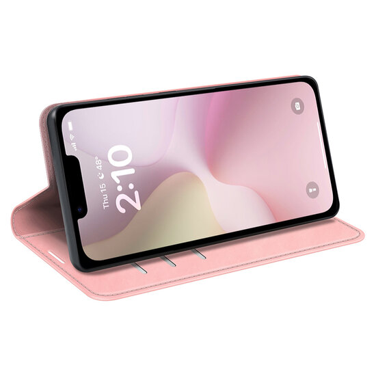 iPhone 16e Hoesje - MobyDefend Luxe Wallet Bookcase (Magnetische Sluiting) - Roze