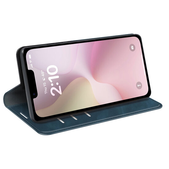 iPhone 16e Hoesje - MobyDefend Luxe Wallet Bookcase (Magnetische Sluiting) - Blauw