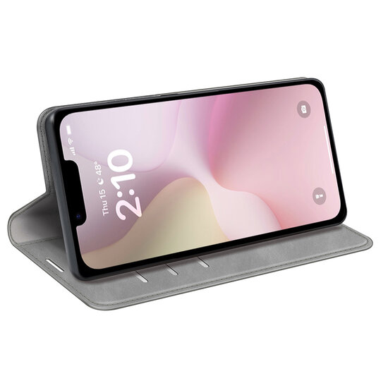 iPhone 16e Hoesje - MobyDefend Luxe Wallet Bookcase (Magnetische Sluiting) - Grijs