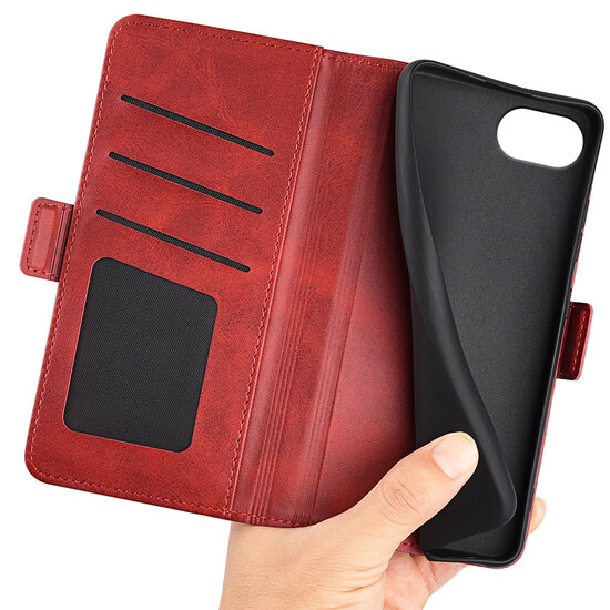iPhone 16e Hoesje - MobyDefend Luxe Wallet Book Case (Sluiting Zijkant) - Rood