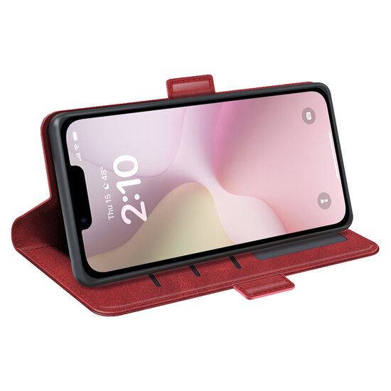 iPhone 16e Hoesje - MobyDefend Luxe Wallet Book Case (Sluiting Zijkant) - Rood