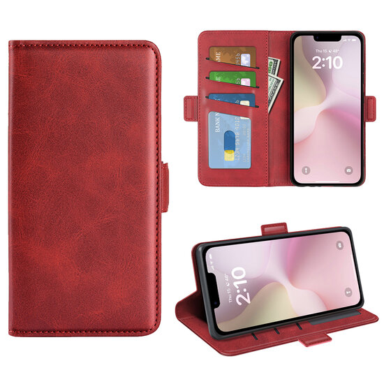 iPhone 16e Hoesje - MobyDefend Luxe Wallet Book Case (Sluiting Zijkant) - Rood