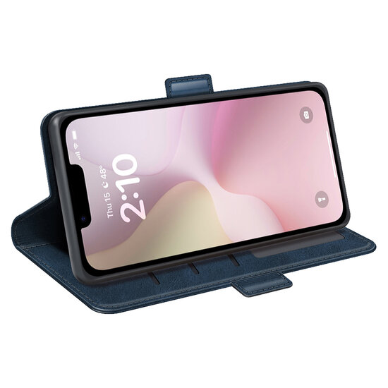 iPhone 16e Hoesje - MobyDefend Luxe Wallet Book Case (Sluiting Zijkant) - Blauw