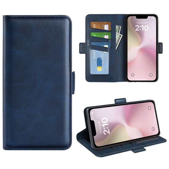 iPhone 16e Hoesje - MobyDefend Luxe Wallet Book Case (Sluiting Zijkant) - Blauw