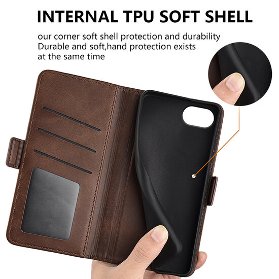 iPhone 16e Hoesje - MobyDefend Luxe Wallet Book Case (Sluiting Zijkant) - Zwart