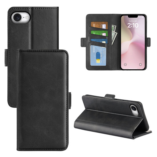 iPhone 16e Hoesje - MobyDefend Luxe Wallet Book Case (Sluiting Zijkant) - Zwart