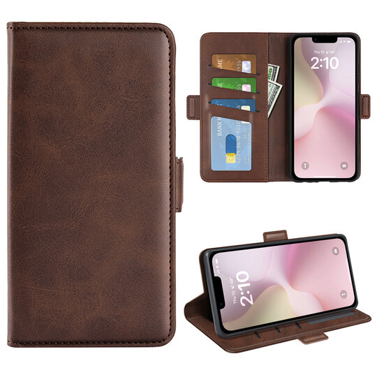 iPhone 16e Hoesje - MobyDefend Luxe Wallet Book Case (Sluiting Zijkant) - Bruin