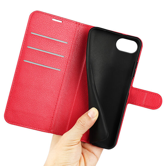 iPhone 16e Hoesje - MobyDefend Kunstleren Wallet Book Case (Sluiting Voorkant) - Rood