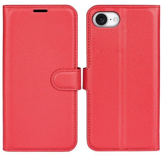 iPhone 16e Hoesje - MobyDefend Kunstleren Wallet Book Case (Sluiting Voorkant) - Rood