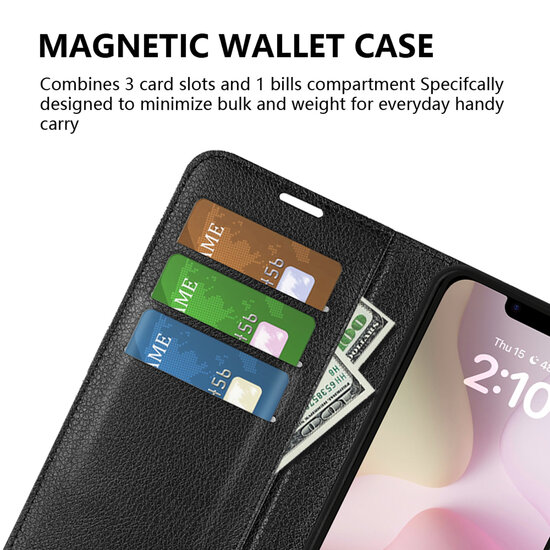 iPhone 16e Hoesje - MobyDefend Kunstleren Wallet Book Case (Sluiting Voorkant) - Zwart