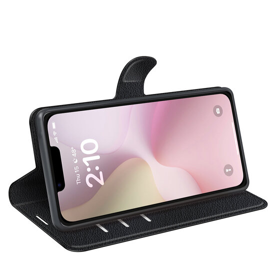 iPhone 16e Hoesje - MobyDefend Kunstleren Wallet Book Case (Sluiting Voorkant) - Zwart