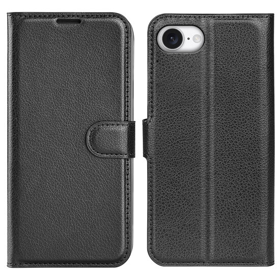 iPhone 16e Hoesje - MobyDefend Kunstleren Wallet Book Case (Sluiting Voorkant) - Zwart