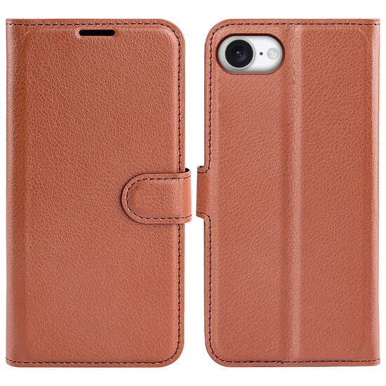 iPhone 16e Hoesje - MobyDefend Kunstleren Wallet Book Case (Sluiting Voorkant) - Bruin