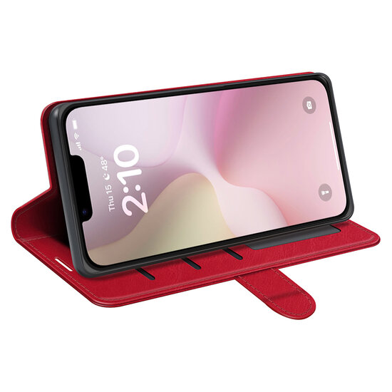 iPhone 16e Hoesje - MobyDefend Wallet Book Case (Sluiting Achterkant) - Rood