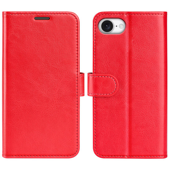 iPhone 16e Hoesje - MobyDefend Wallet Book Case (Sluiting Achterkant) - Rood