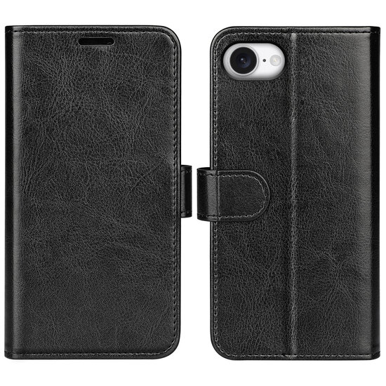 iPhone 16e Hoesje - MobyDefend Wallet Book Case (Sluiting Achterkant) - Zwart