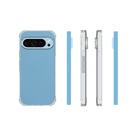 Google Pixel 9 / Pixel 9 Pro Hoesje - MobyDefend Transparante Shockproof TPU Backcover - Verstevigde Hoeken - Volledig Doorzichtig