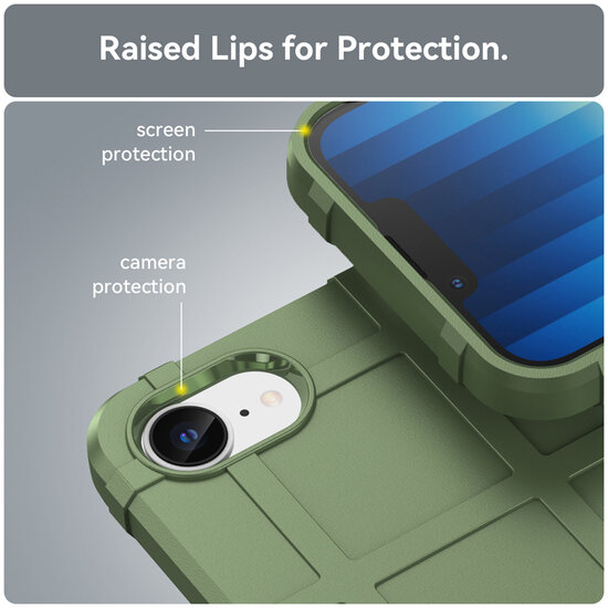 iPhone 16e Hoesje - Mobydefend Rugged Shield TPU Backcover - Groen