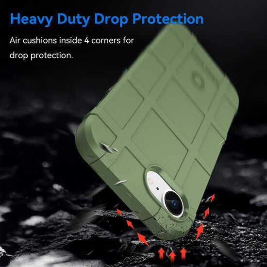 iPhone 16e Hoesje - Mobydefend Rugged Shield TPU Backcover - Groen