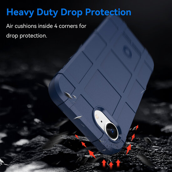 iPhone 16e Hoesje - Mobydefend Rugged Shield TPU Backcover - Blauw