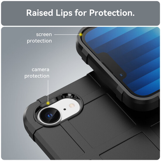 iPhone 16e Hoesje - Mobydefend Rugged Shield TPU Backcover - Zwart