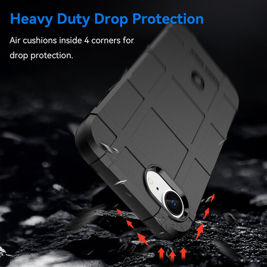 iPhone 16e Hoesje - Mobydefend Rugged Shield TPU Backcover - Zwart