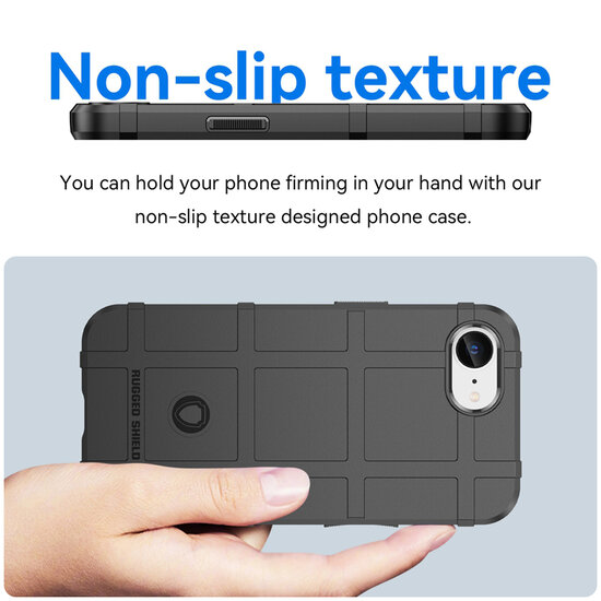 iPhone 16e Hoesje - Mobydefend Rugged Shield TPU Backcover - Zwart