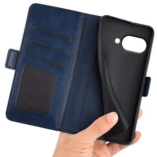 Google Pixel 9a Hoesje - MobyDefend Luxe Wallet Book Case (Sluiting Zijkant) - Blauw