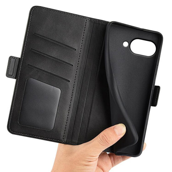 Google Pixel 9a Hoesje - MobyDefend Luxe Wallet Book Case (Sluiting Zijkant) - Zwart