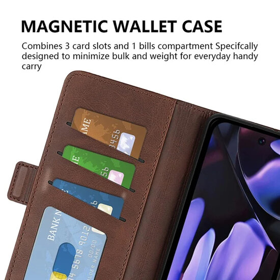 Google Pixel 9a Hoesje - MobyDefend Luxe Wallet Book Case (Sluiting Zijkant) - Bruin