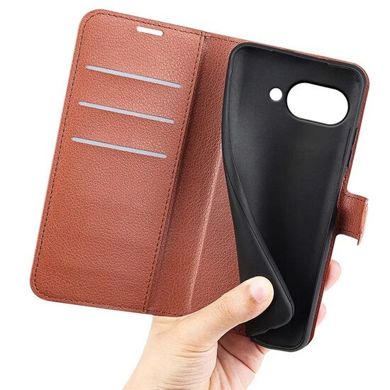 Google Pixel 9a Hoesje - MobyDefend Kunstleren Wallet Book Case (Sluiting Voorkant) - Bruin