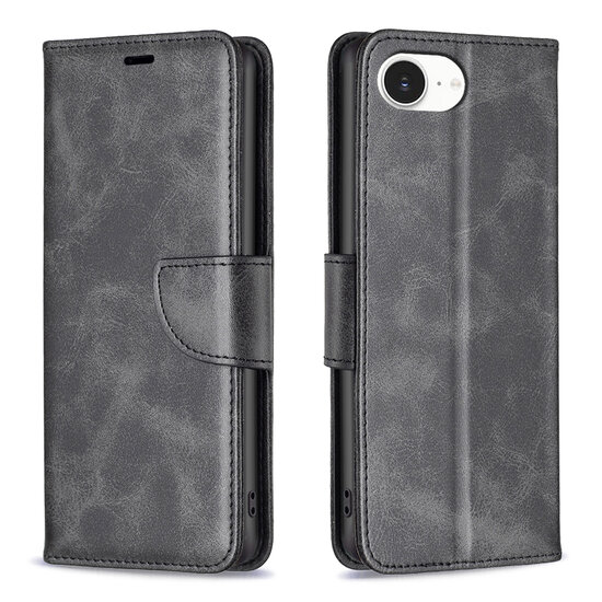 iPhone 16e Hoesje - MobyDefend Wallet Book Case Met Koord - Zwart