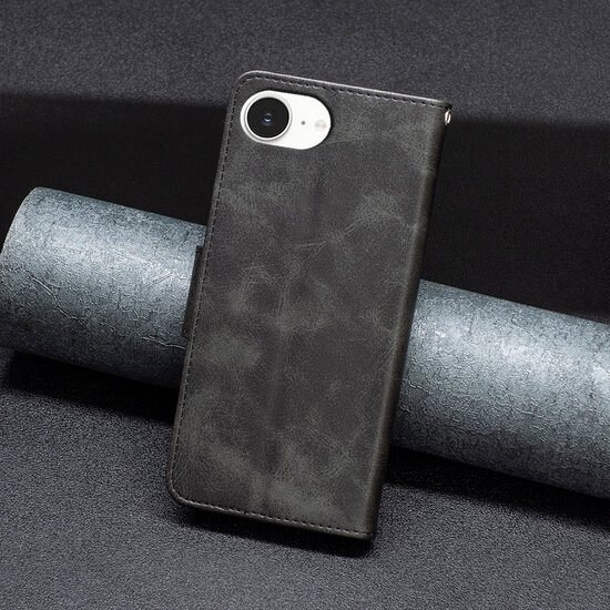 iPhone 16e Hoesje - MobyDefend Wallet Book Case Met Koord - Zwart