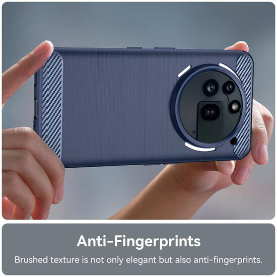 Nothing Phone (3a) Pro Hoesje - MobyDefend TPU Backcover - Geborstelde Metaal &amp; Carbon-Look - Blauw