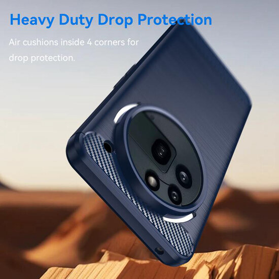 Nothing Phone (3a) Pro Hoesje - MobyDefend TPU Backcover - Geborstelde Metaal &amp; Carbon-Look - Blauw