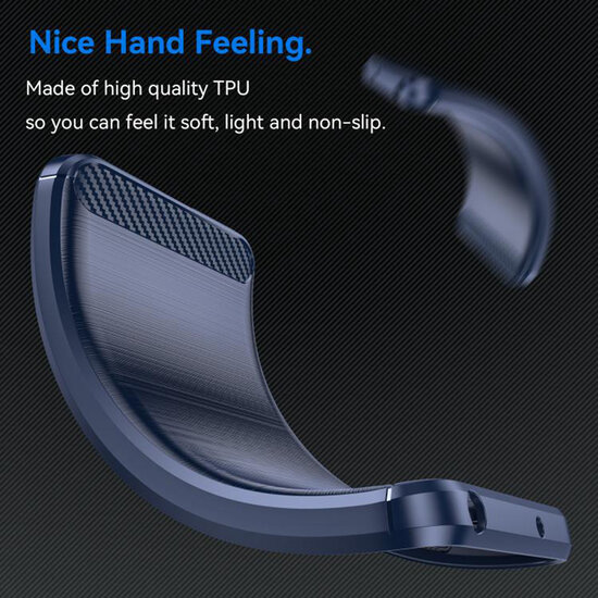 Nothing Phone (3a) Pro Hoesje - MobyDefend TPU Backcover - Geborstelde Metaal &amp; Carbon-Look - Blauw