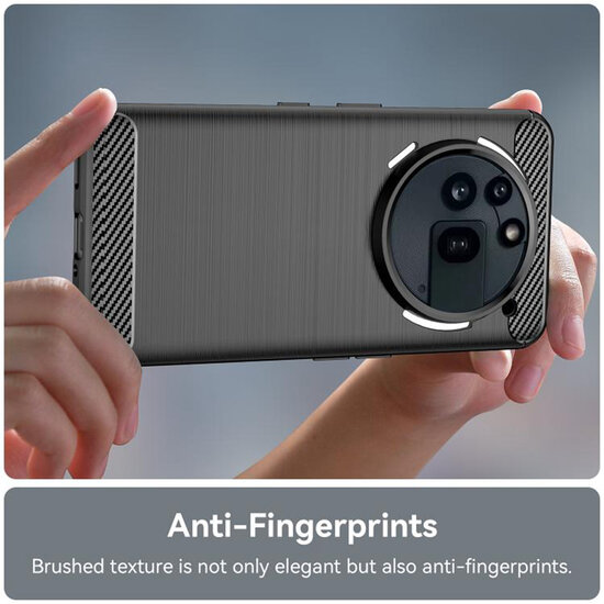 Nothing Phone (3a) Pro Hoesje - MobyDefend TPU Backcover - Geborstelde Metaal &amp; Carbon-Look - Zwart