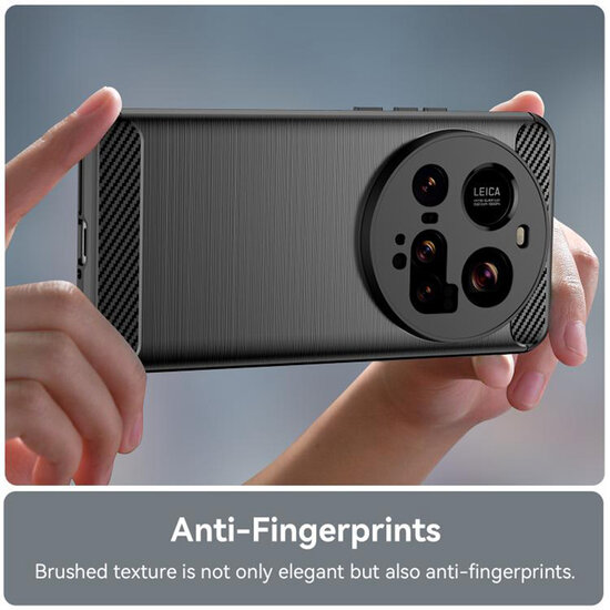 Xiaomi 15 Ultra Hoesje - MobyDefend TPU Backcover - Geborstelde Metaal &amp; Carbon-Look - Zwart