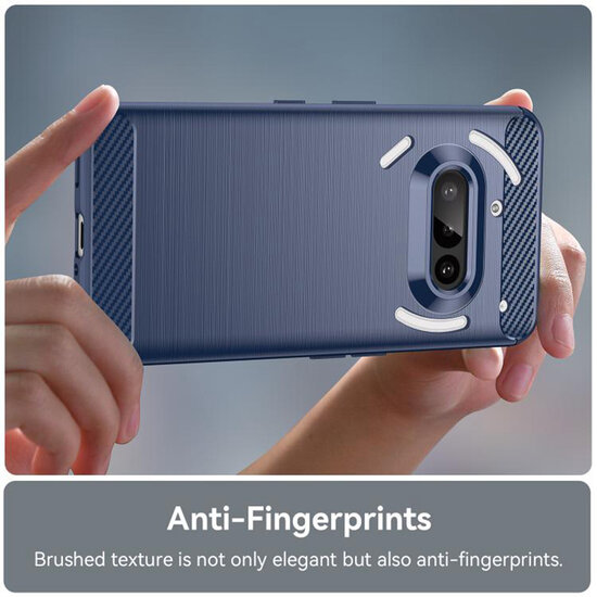 Nothing Phone (3a) Hoesje - MobyDefend TPU Backcover - Geborstelde Metaal &amp; Carbon-Look - Blauw