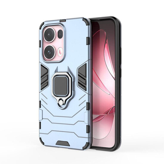Oppo Reno13 Pro Hoesje - MobyDefend Dubbelgelaagde Pantsercase Met Standaard - Blauw