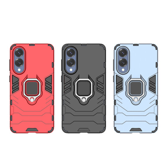 Samsung Galaxy S25 Edge Hoesje - MobyDefend Dubbelgelaagde Pantsercase Met Standaard - Zwart