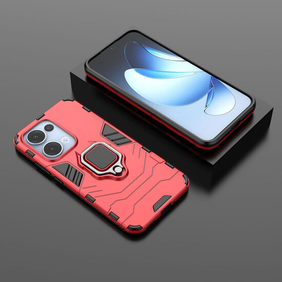Oppo Reno13 Hoesje - MobyDefend Dubbelgelaagde Pantsercase Met Standaard - Rood